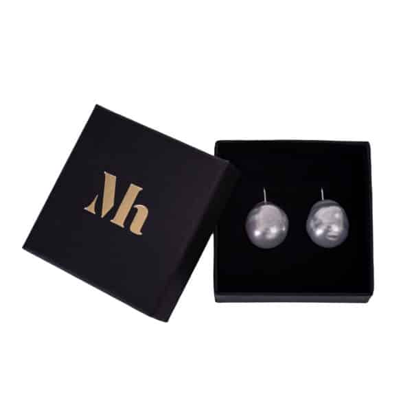 Barok oorbellen antraciet, zilverkleurig(groot)