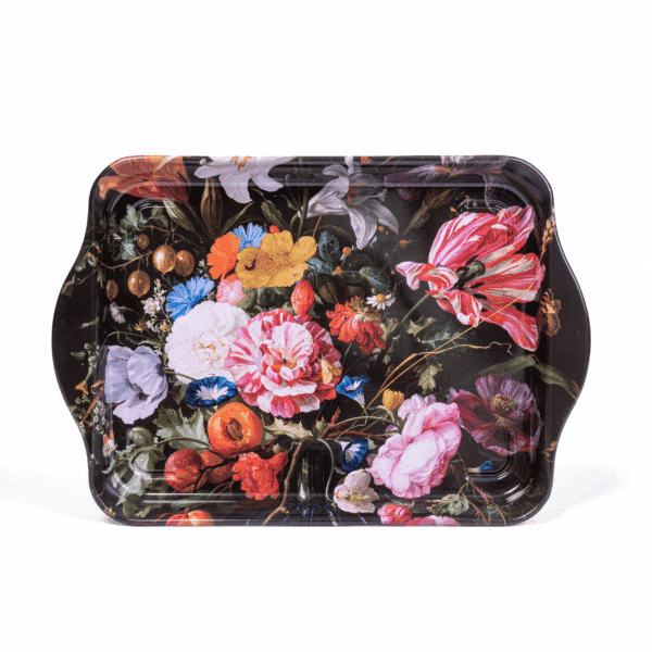 Blikken dienblad - Vaas met Bloemen