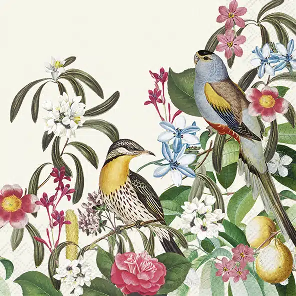 Lunch Servetten JUNGLE BIRDS cream