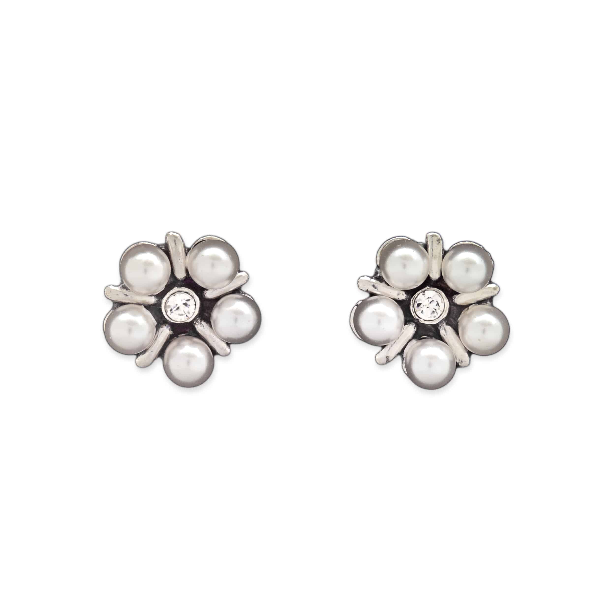 Oorbellen steker bloem parel Sterling zilver