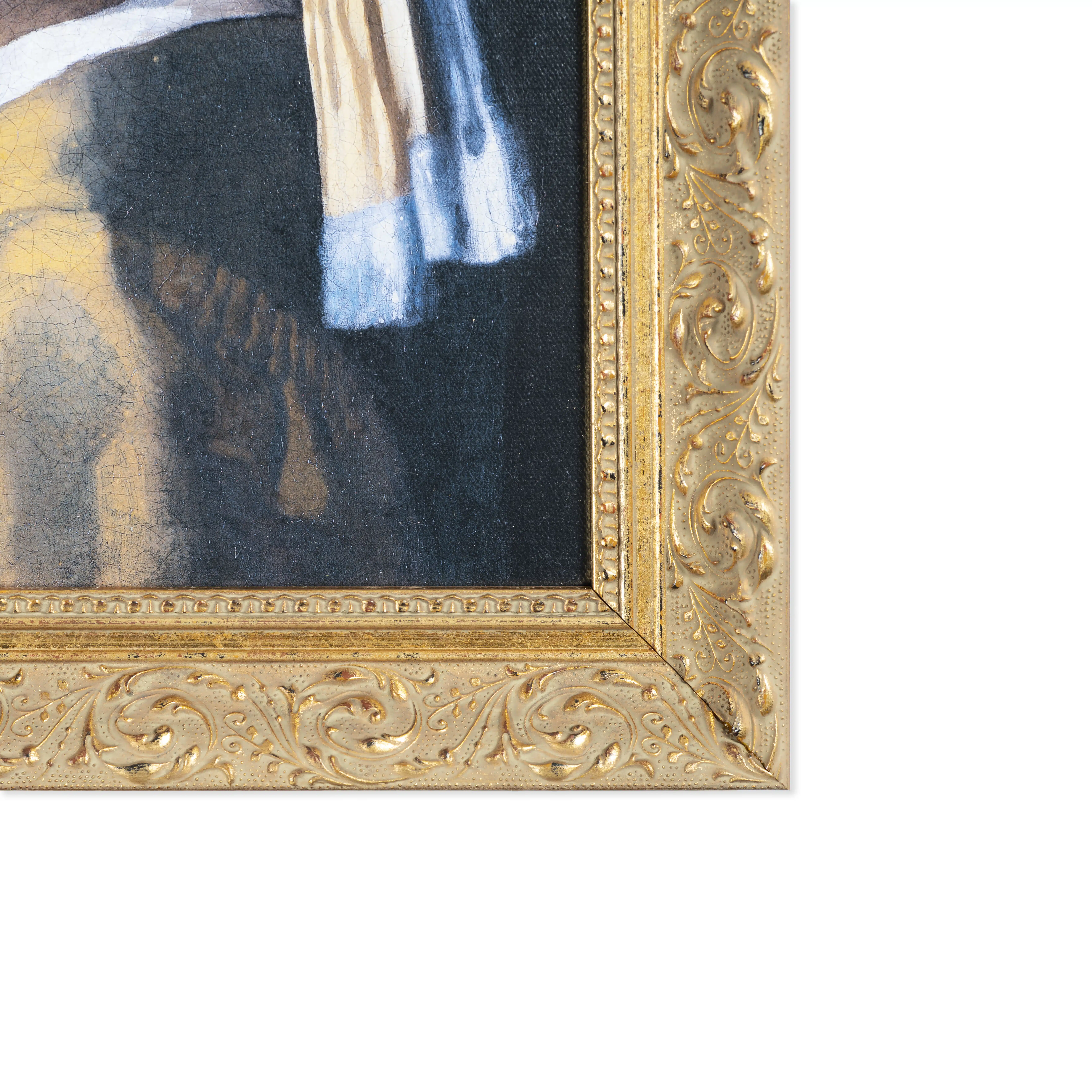 Reproductie Meisje met de parel op canvas met lijst