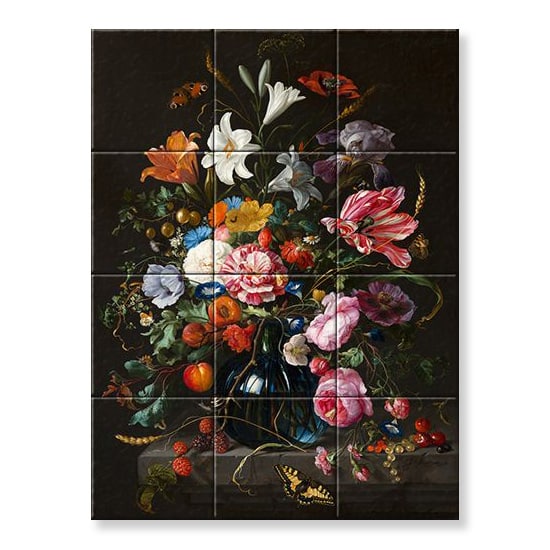 Tegeltableau De Heem 33 x 44 cm (12 tegels gemonteerd op MDF))