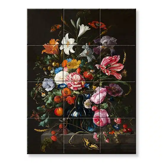Tegeltableau De Heem 33 x 44 cm (12 tegels gemonteerd op MDF))