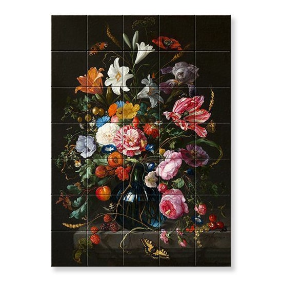 Tegeltableau De Heem 54 x 76 cm (35 tegeltjes gemonteerd op MDF))