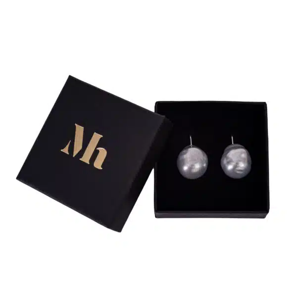 Barok oorbellen antraciet, zilverkleurige haak(groot)