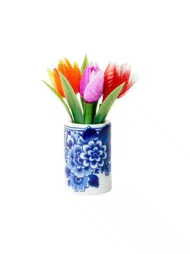 Magneet tulpen in bloempot Delfts Blauw