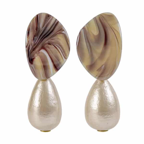 Oorbellen A/L13 Gisele Grote Druppel & natural horn