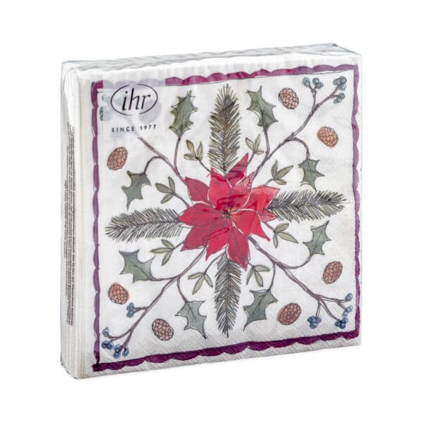 Servetten Christmas floristry cream