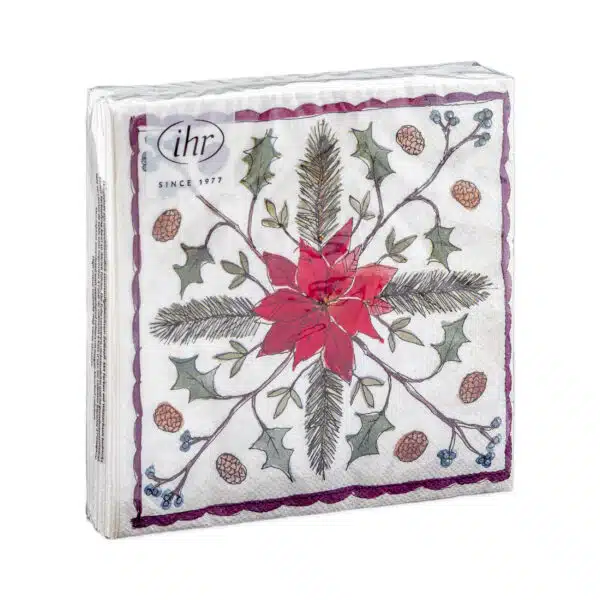 Servetten Christmas floristry cream