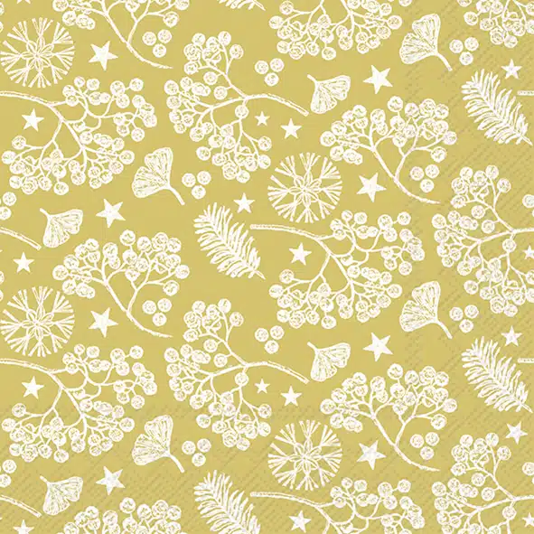 Servetten L BRIGHT WINTER BRANCHES gold