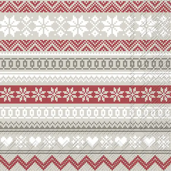 Servetten L Nordic Pattern Cream Red
