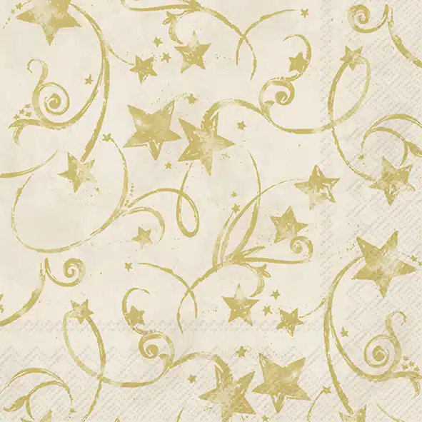 Servetten L Star Garland cream gold