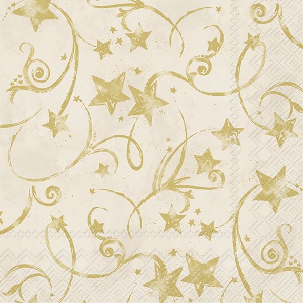 Servetten L Star Garland cream gold