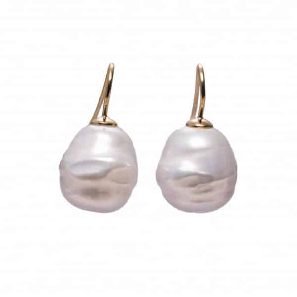 Barok oorbellen wit goudkleurig (groot)