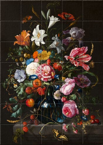 Tegeltableau De Heem 54 x 76 cm (35 tegeltjes gemonteerd op MDF))