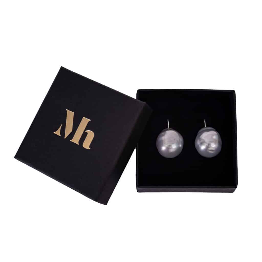 Barok oorbellen antraciet (groot)