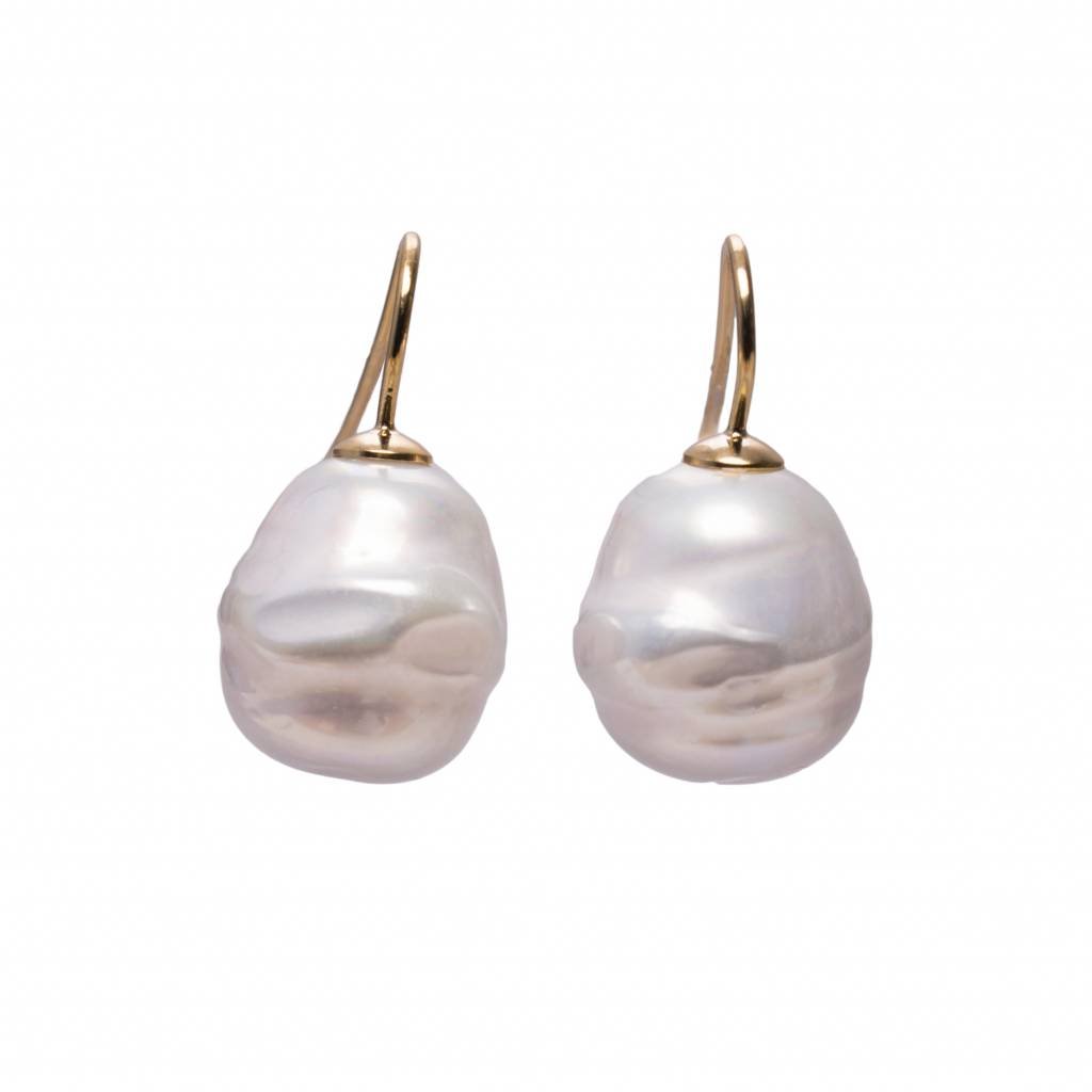 Barok oorbellen wit goudkleurig (groot)