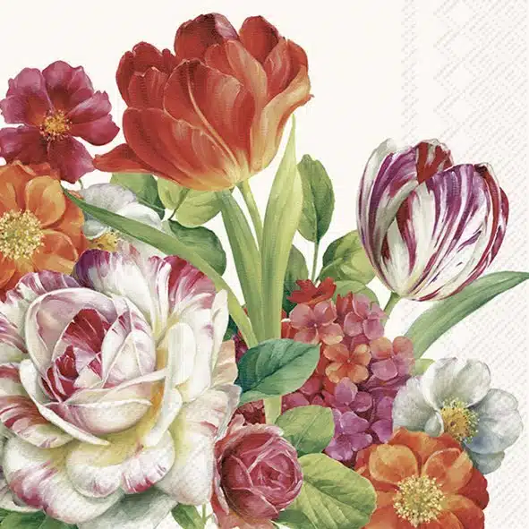 Cocktail Servetten BLOOMING IN SPRING cream