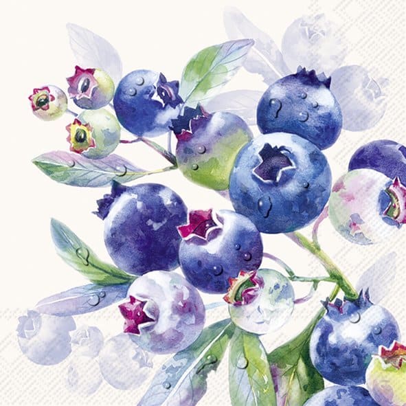 Cocktail Servetten BLUEBERRY FRUITS cream