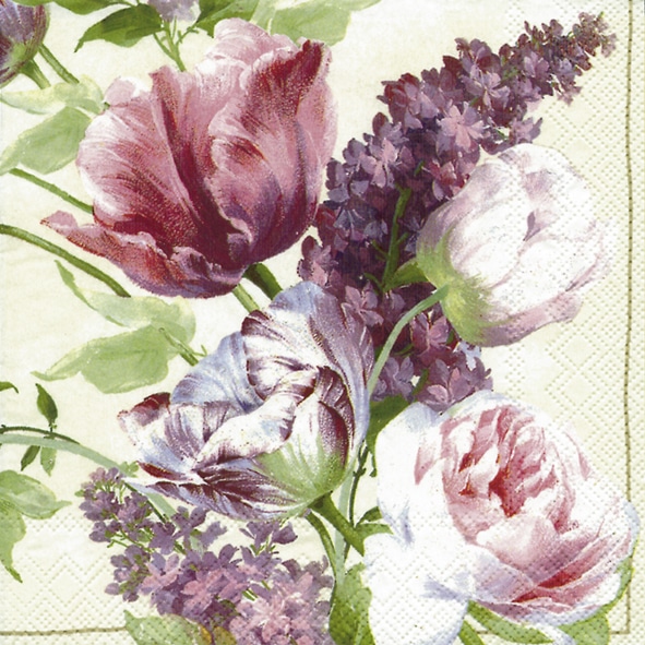 Cocktail Servetten ELIZABETHAN GARDEN cream