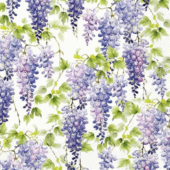 Lunch Servetten PURPLE WISTERIA cream