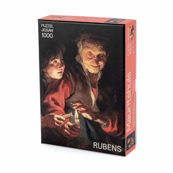 Puzzel Oude vrouw en jongen met kaarzen