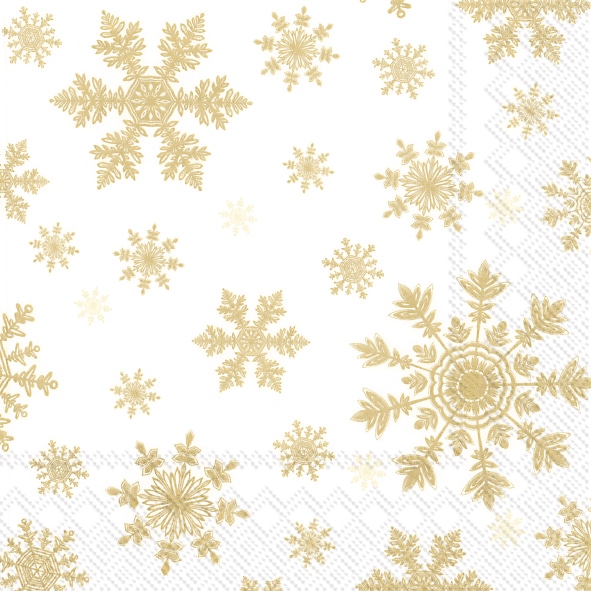 Servetten L Falling Snowflakes white go
