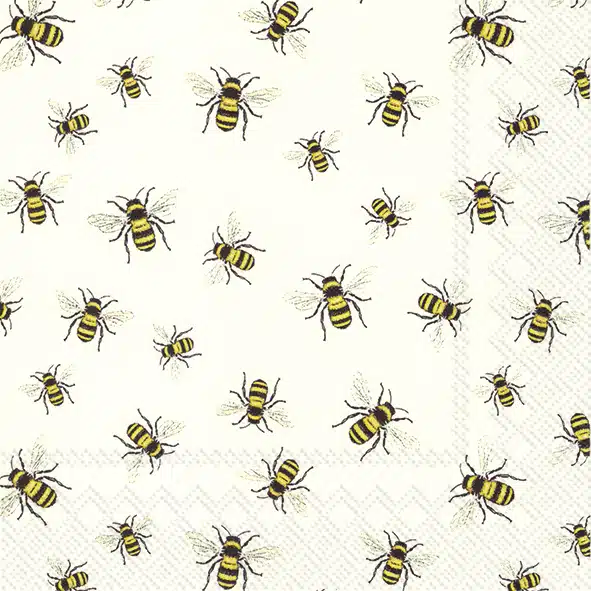 Servetten L Lovely Bees white