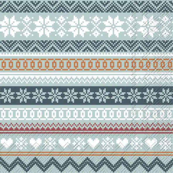 Servetten L Nordic Pattern blue green