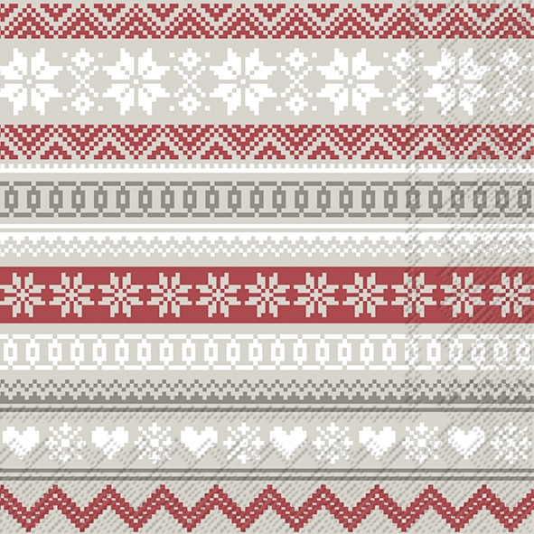 Servetten L Nordic Pattern Cream Red