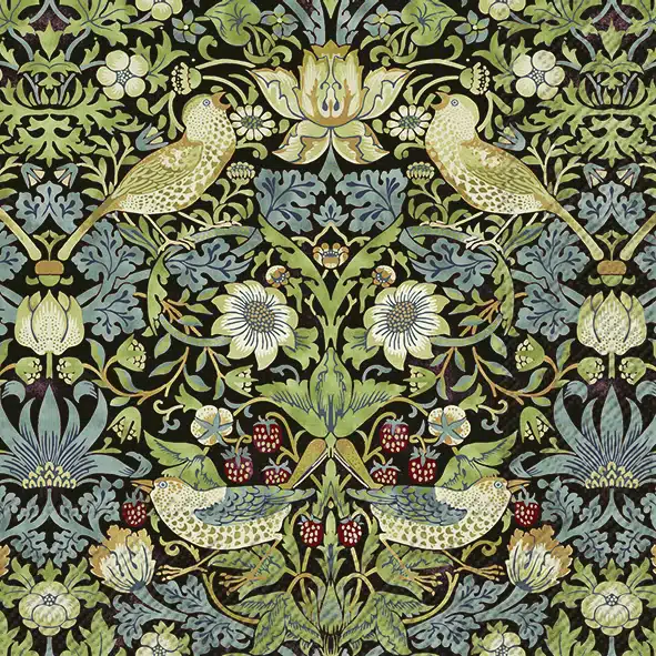 Servetten L Strawberry Thief - Black