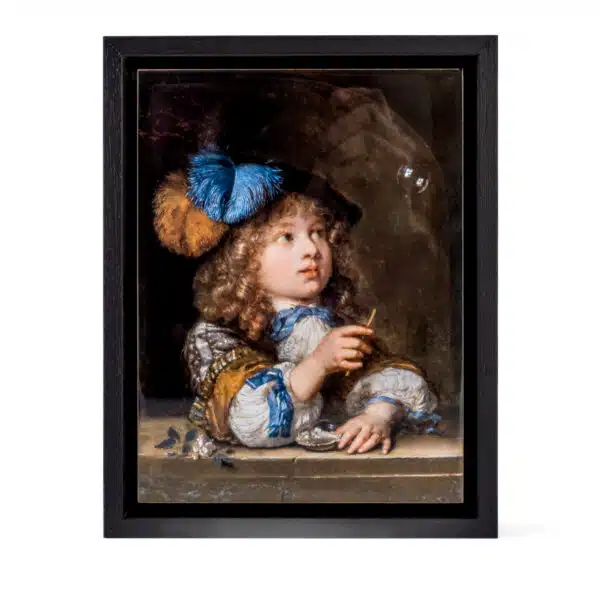 Tegel Bellenblazende jongen 20 x 15 in lijst