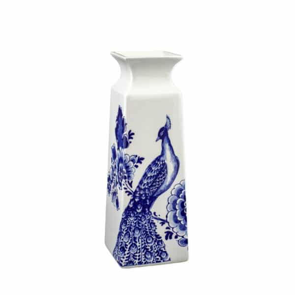 Vaas vierkant bloemen Delftsblauw