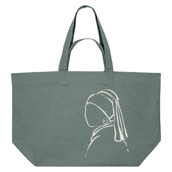 Tas canvas tekening Meisje groen