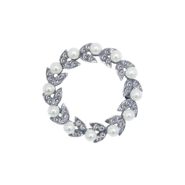 Broche GL 35720 rond met pareltjes